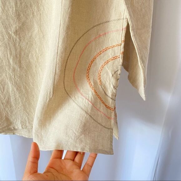 100% Irish Linen 3/4 Sleeve Pullover Top by E.col.o.gie Size 8 - Picture 4 of 6